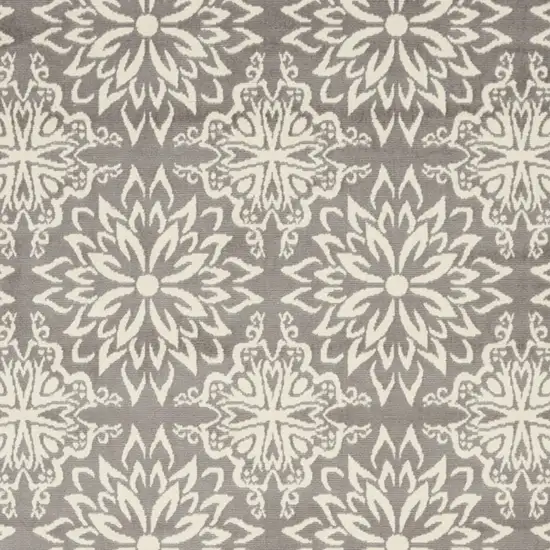 Gray Floral Power Loom Area Rug Photo 4