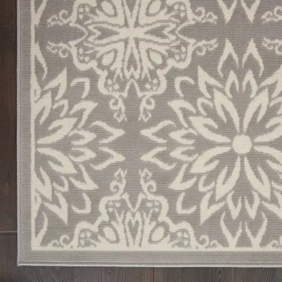 Gray Floral Power Loom Area Rug Photo 3