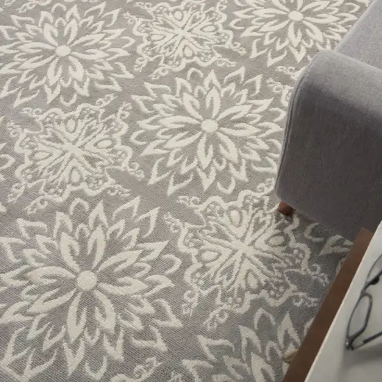 Gray Floral Power Loom Area Rug Photo 6