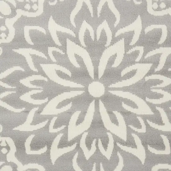 Gray Floral Power Loom Area Rug Photo 9