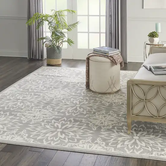 Gray Floral Power Loom Area Rug Photo 7