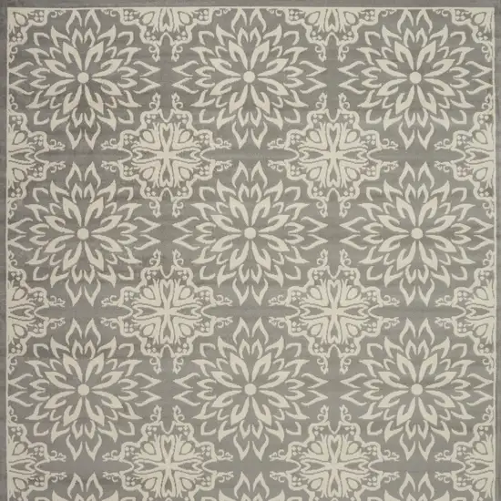 Gray Floral Power Loom Area Rug Photo 4