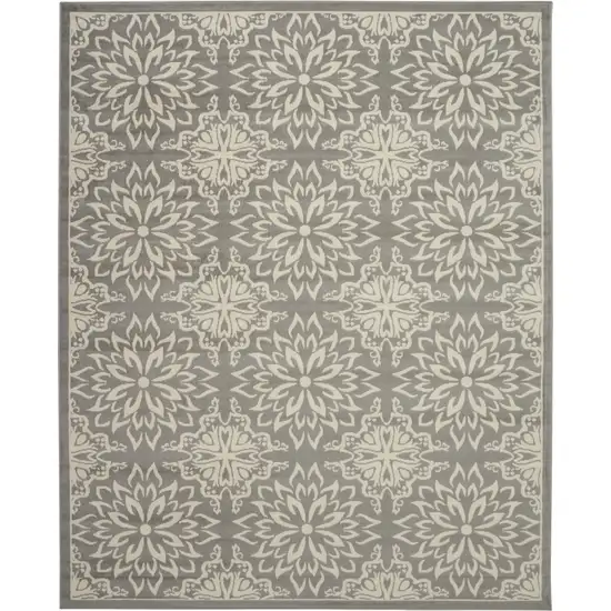 Gray Floral Power Loom Area Rug Photo 1