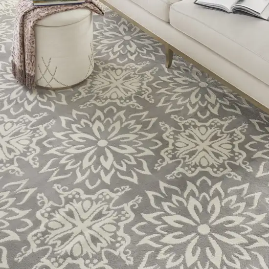 Gray Floral Power Loom Area Rug Photo 5