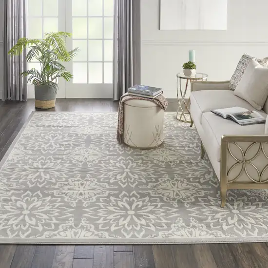 Gray Floral Power Loom Area Rug Photo 6