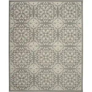 Photo of Gray Floral Power Loom Area Rug