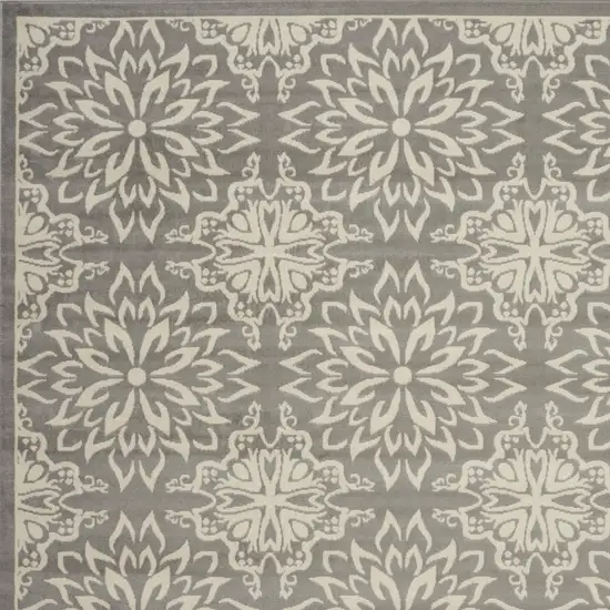 Gray Floral Power Loom Area Rug Photo 3