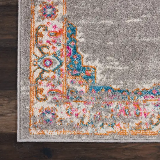 Gray Floral Power Loom Area Rug Photo 2