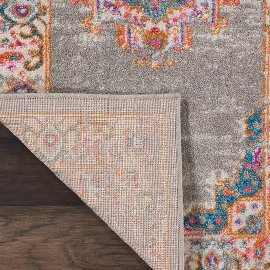 Gray Floral Power Loom Area Rug Photo 5