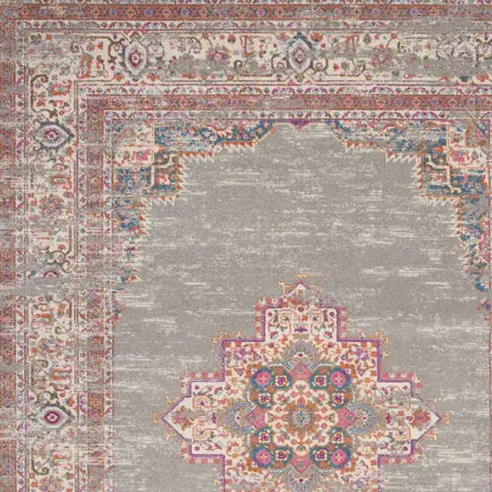 Gray Floral Power Loom Area Rug Photo 7