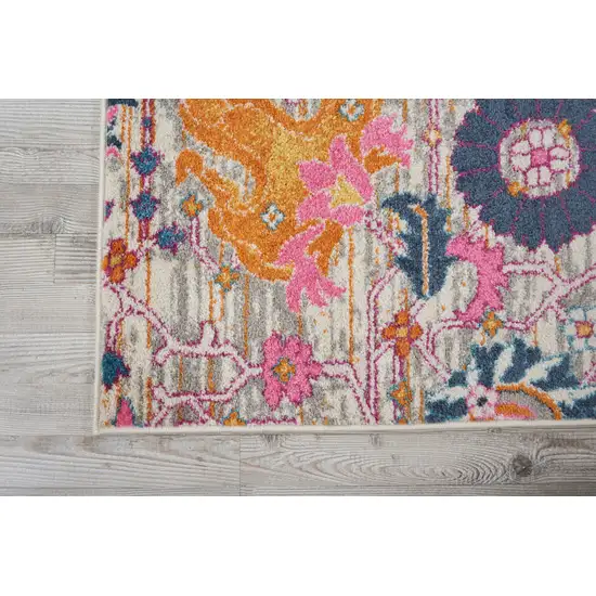 Gray Floral Power Loom Area Rug Photo 3