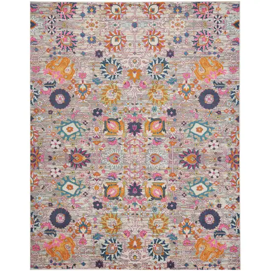 Gray Floral Power Loom Area Rug Photo 1