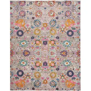 Photo of Gray Floral Power Loom Area Rug