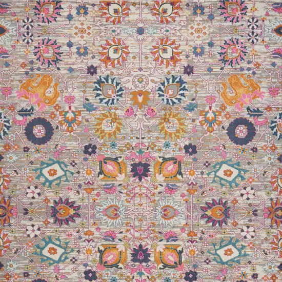 Gray Floral Power Loom Area Rug Photo 7