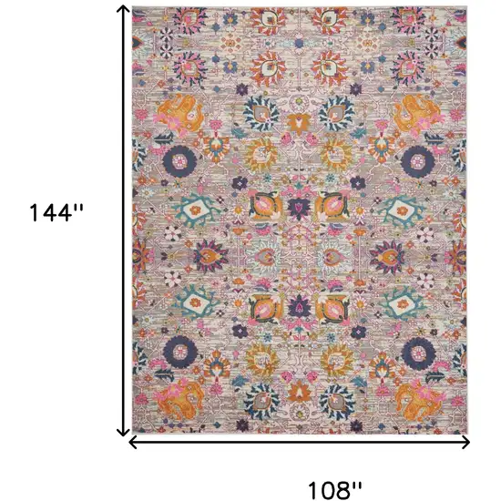 Gray Floral Power Loom Area Rug Photo 7