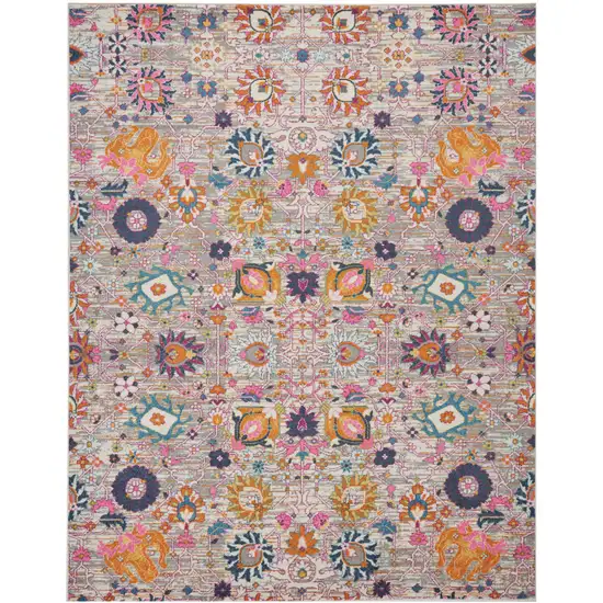 Gray Floral Power Loom Area Rug Photo 8