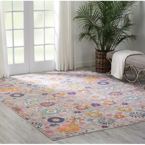 Gray Floral Power Loom Area Rug Photo 6