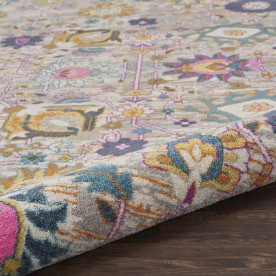 Gray Floral Power Loom Area Rug Photo 6