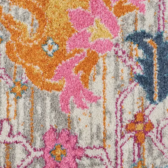 Gray Floral Power Loom Area Rug Photo 4