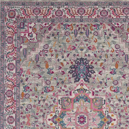 Gray Floral Power Loom Area Rug Photo 5