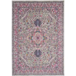 Photo of Gray Floral Power Loom Area Rug