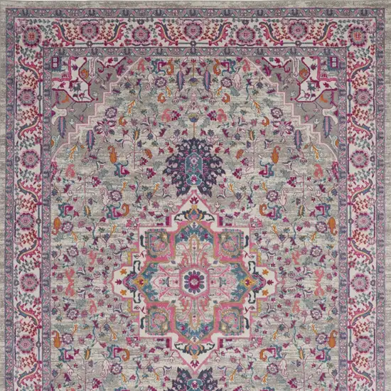 Gray Floral Power Loom Area Rug Photo 6