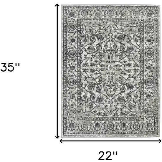 Gray Floral Power Loom Area Rug Photo 5