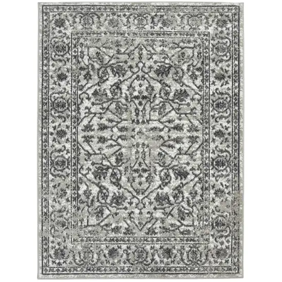 Gray Floral Power Loom Area Rug Photo 1