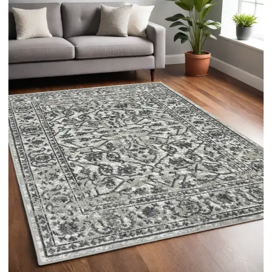 5' X 7' Gray Floral Power Loom Area Rug Photo 1