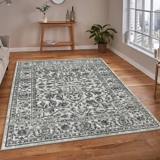 Gray Floral Power Loom Area Rug Photo 4