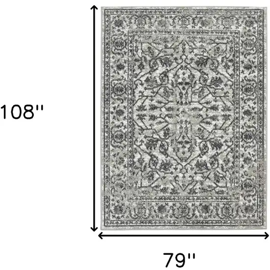 Gray Floral Power Loom Area Rug Photo 5