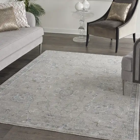 Gray Floral Power Loom Area Rug Photo 9