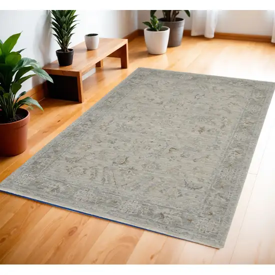 Gray Floral Power Loom Area Rug Photo 1