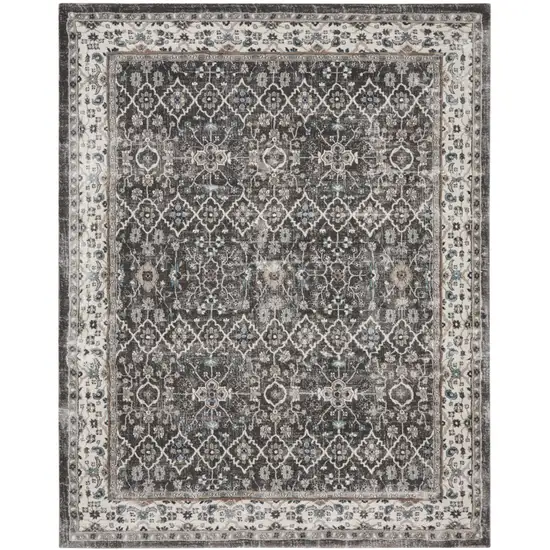 Gray Floral Power Loom Area Rug Photo 2