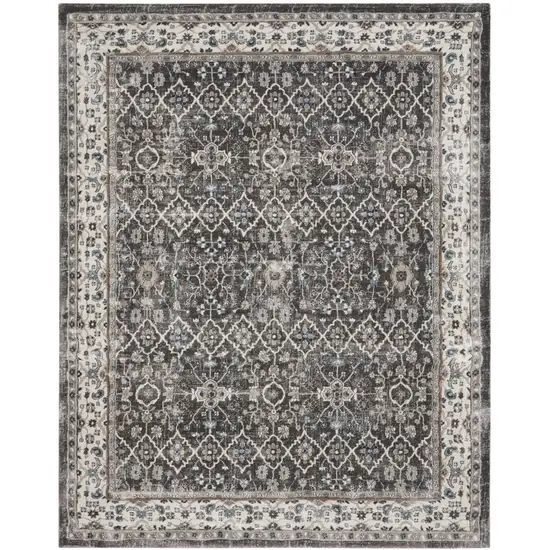 Gray Floral Power Loom Area Rug Photo 4