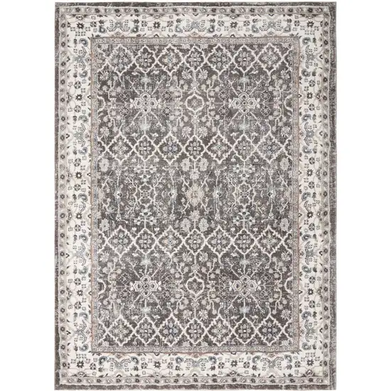 Gray Floral Power Loom Area Rug Photo 4