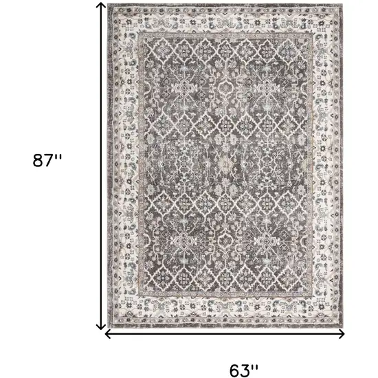 Gray Floral Power Loom Area Rug Photo 3