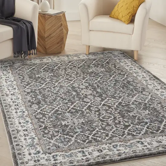 Gray Floral Power Loom Area Rug Photo 9