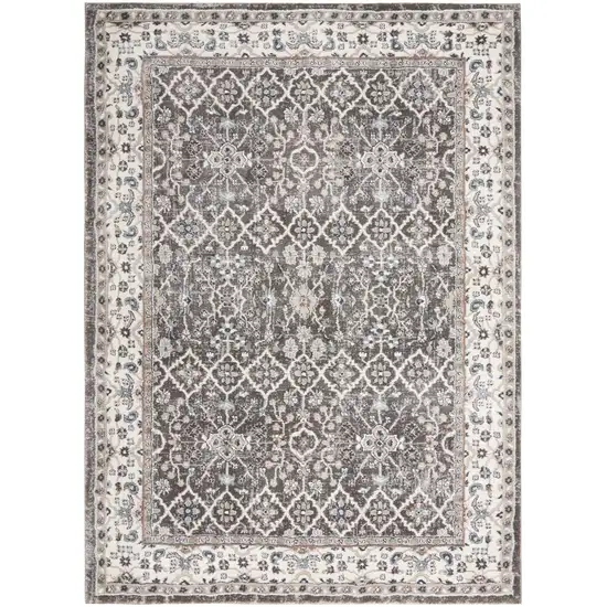 Gray Floral Power Loom Area Rug Photo 2