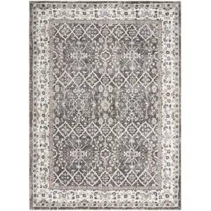 Photo of Gray Floral Power Loom Area Rug