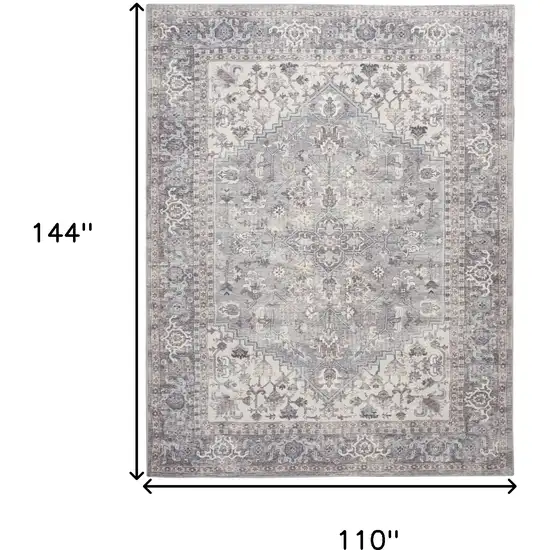 Gray Floral Power Loom Distressed Area Rug Photo 9