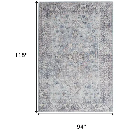 Gray Floral Power Loom Distressed Area Rug Photo 9