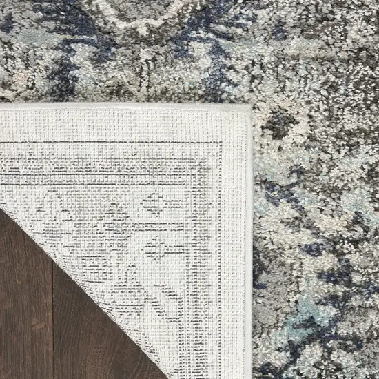 Gray Floral Power Loom Distressed Area Rug Photo 6