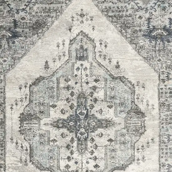 Gray Floral Power Loom Distressed Area Rug Photo 9