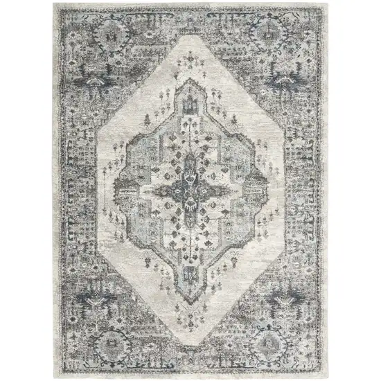 Gray Floral Power Loom Distressed Area Rug Photo 2