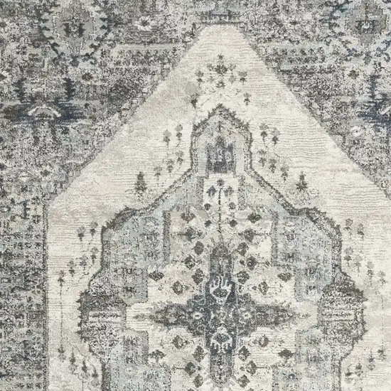 Gray Floral Power Loom Distressed Area Rug Photo 9