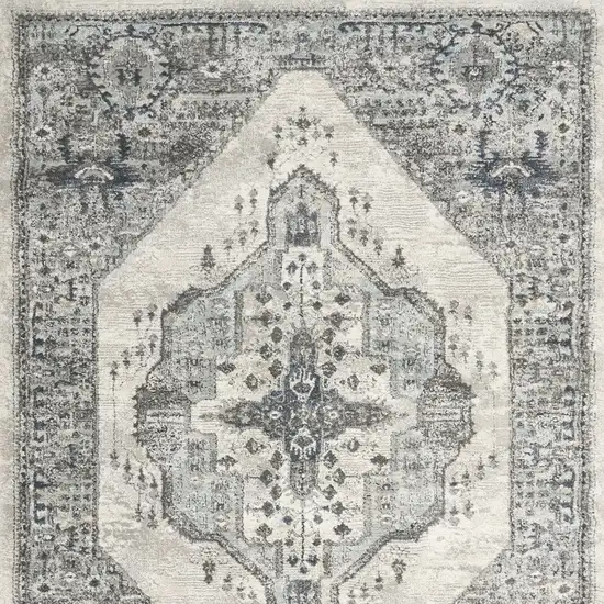 Gray Floral Power Loom Distressed Area Rug Photo 4