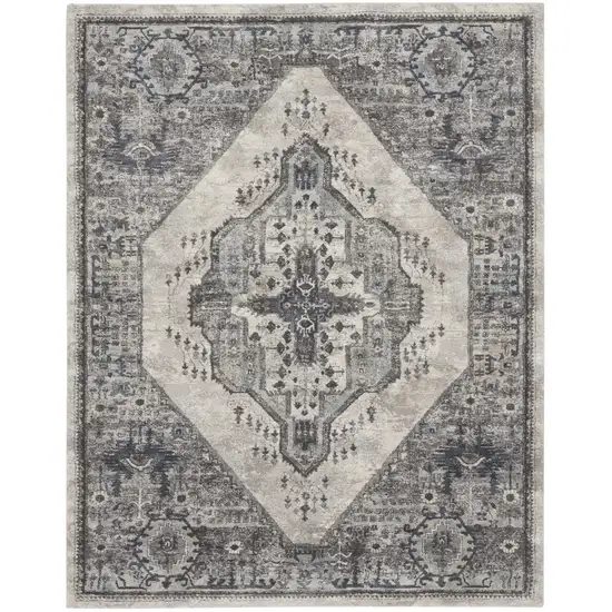 Gray Floral Power Loom Distressed Area Rug Photo 4