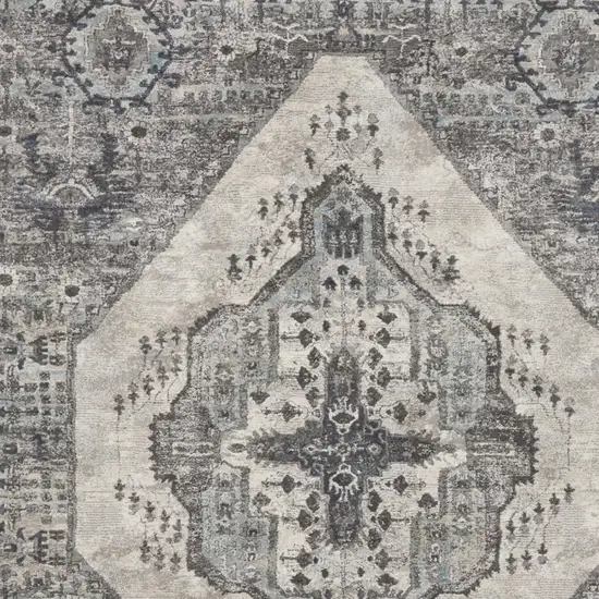 Gray Floral Power Loom Distressed Area Rug Photo 8