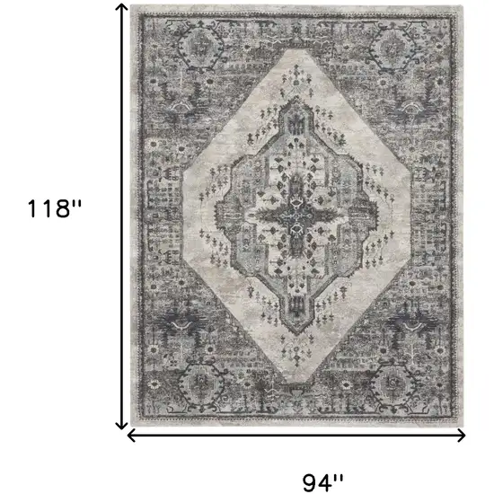 Gray Floral Power Loom Distressed Area Rug Photo 3